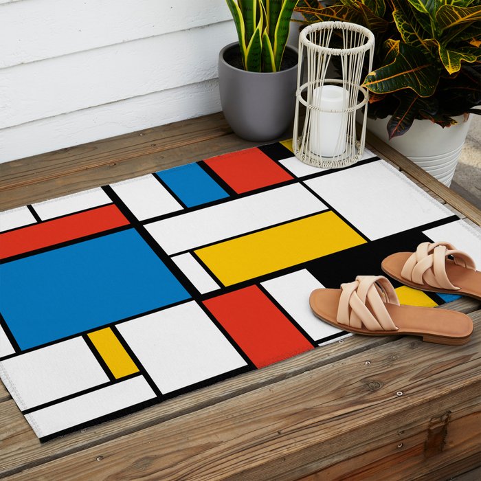 Mondrian De Stijl Modern Art Outdoor Rug Gallery Image 2