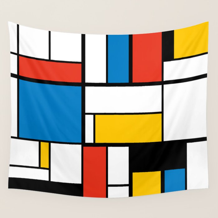 Mondrian De Stijl Modern Art Wall Tapestry Gallery Image 1