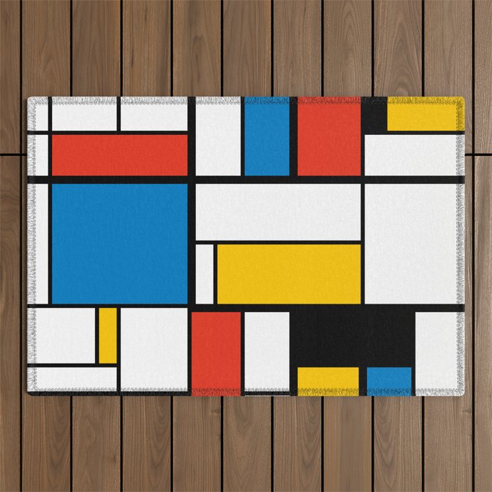 Mondrian De Stijl Modern Art Outdoor Rug Gallery Image 1