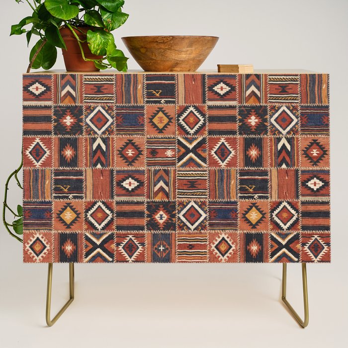 Geometric Tribal Patchwork Rug Design Credenza Gallery Image 1