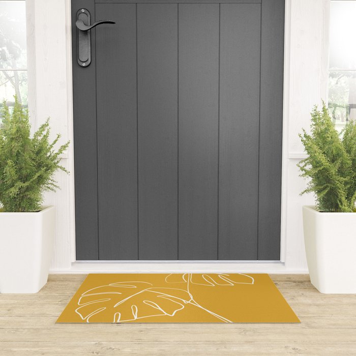 Monstera minimal - yellow Welcome Mat Gallery Image 3