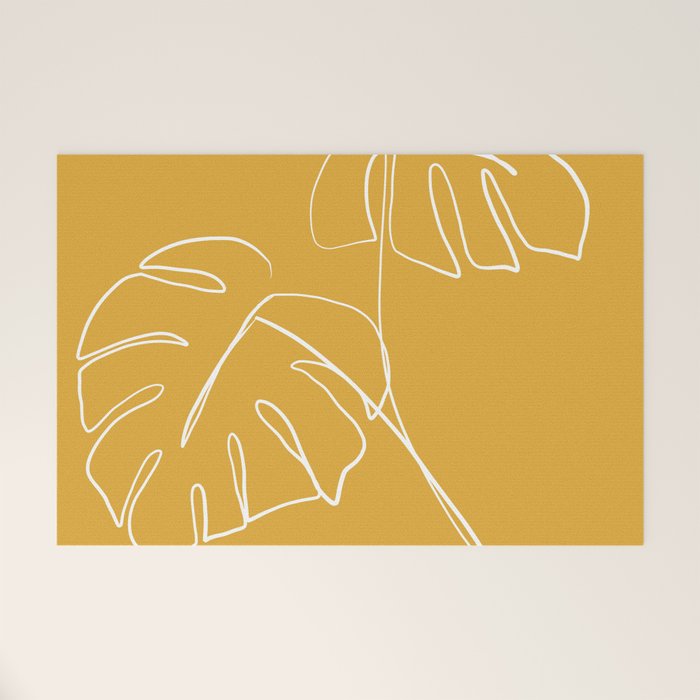 Monstera minimal - yellow Welcome Mat Gallery Image 1