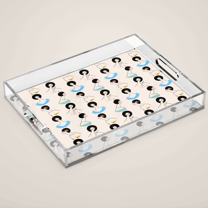 Retro Ladies Pattern Acrylic Tray Gallery Image 1