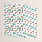 Origami dragon friends // white background aqua orange grey and taupe fantastic creatures Wrapping Paper Gallery Image 3