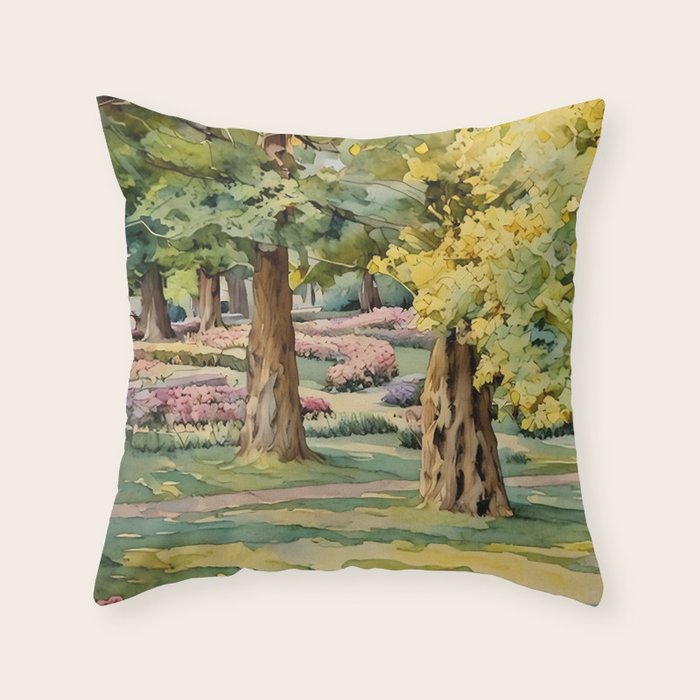 A beautiful day at the park Throw Pillow Gallery Image 6