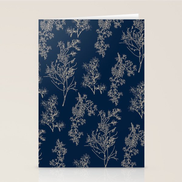 Botanical Cottage Floral Pattern Navy Blue and Beige Stationery Card Gallery Image 2