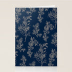 Botanical Cottage Floral Pattern Navy Blue and Beige Stationery Card Gallery Image 2