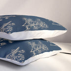 Botanical Cottage Floral Pattern Navy Blue and Beige Pillow Sham Gallery Image 3