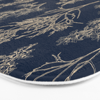 Botanical Cottage Floral Pattern Navy Blue and Beige Bath Mat Gallery Image 3