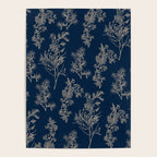 Botanical Cottage Floral Pattern Navy Blue and Beige Poster Gallery Image 4