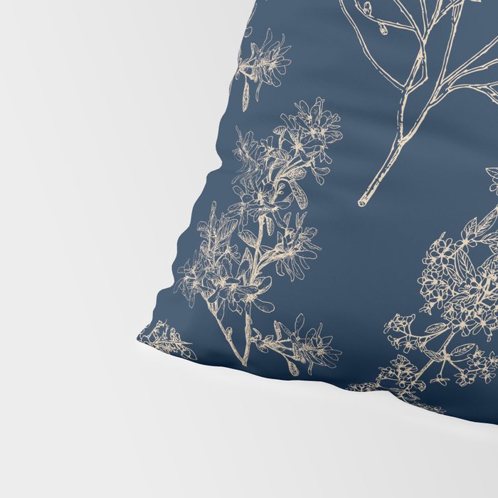 Botanical Cottage Floral Pattern Navy Blue and Beige Pillow Sham Gallery Image 4