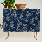 Botanical Cottage Floral Pattern Navy Blue and Beige Credenza Gallery Image 1