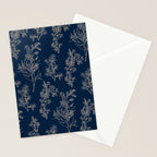 Botanical Cottage Floral Pattern Navy Blue and Beige Stationery Card Gallery Image 2
