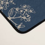 Botanical Cottage Floral Pattern Navy Blue and Beige Desk Mat Gallery Image 4