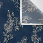 Botanical Cottage Floral Pattern Navy Blue and Beige Wall Tapestry Gallery Image 3
