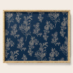 Botanical Cottage Floral Pattern Navy Blue and Beige Serving Tray Gallery Image 1