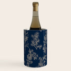 Botanical Cottage Floral Pattern Navy Blue and Beige Wine Chiller Gallery Image 1