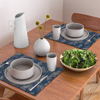 Botanical Cottage Floral Pattern Navy Blue and Beige Placemat Gallery Image 2