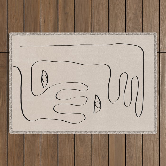 Her, Abstract Face Outdoor Rug Gallery Image 1