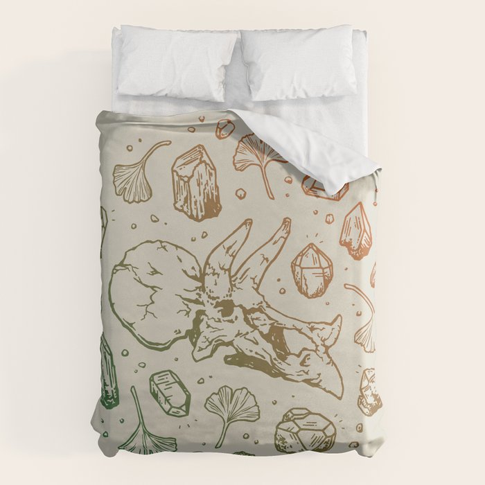 Triceratops Rocks! | Leaf Green & Pumpkin Spice Ombré Duvet Cover Gallery Image 6