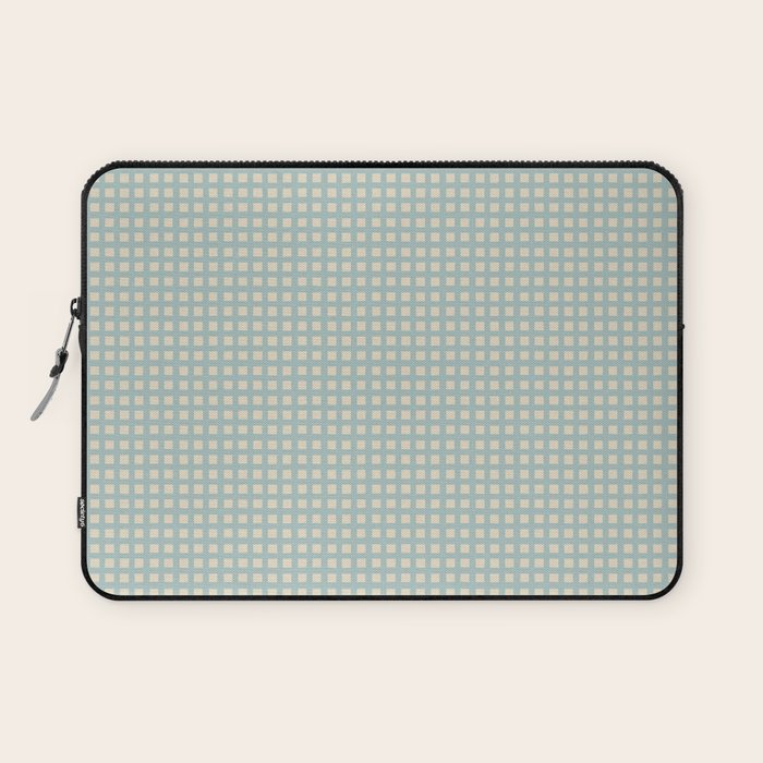 Blue geometric gingham grid art pattern Laptop Sleeve Gallery Image 1