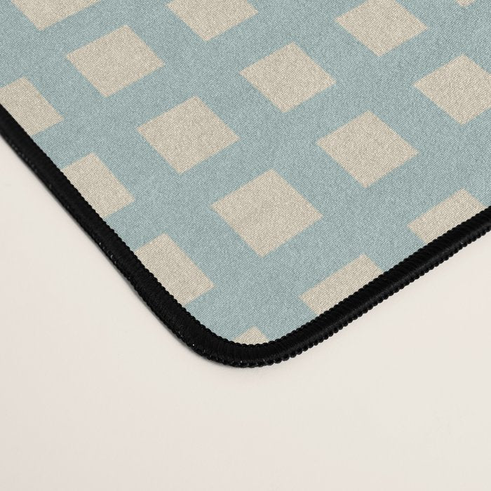 Blue geometric gingham grid art pattern Desk Mat Gallery Image 4