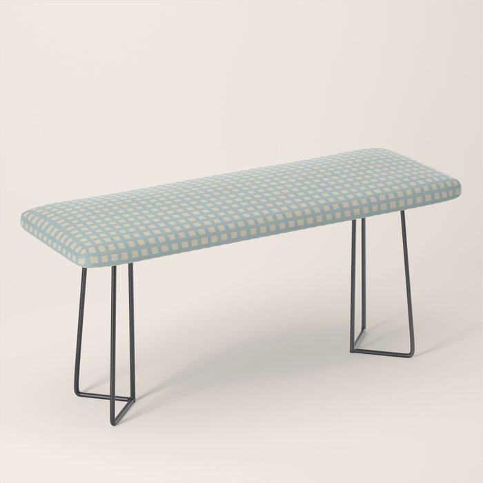 Blue geometric gingham grid art pattern Bench Gallery Image 1