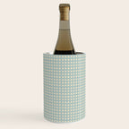 Blue geometric gingham grid art pattern Wine Chiller Gallery Image 1