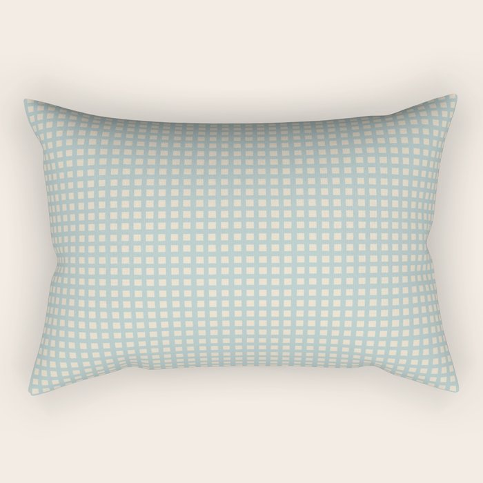Blue geometric gingham grid art pattern Rectangular Pillow Gallery Image 1
