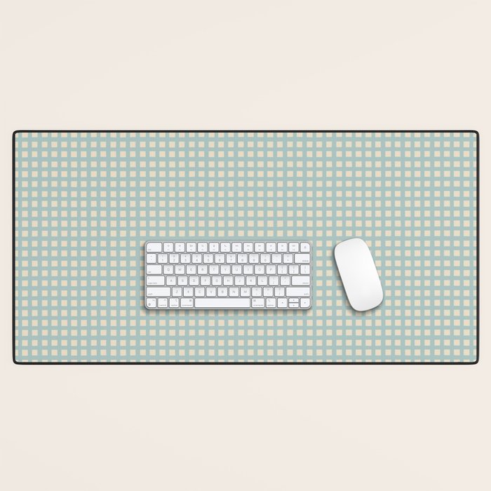 Blue geometric gingham grid art pattern Desk Mat Gallery Image 1