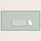 Blue geometric gingham grid art pattern Desk Mat Gallery Image 1
