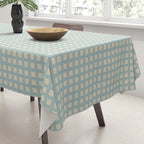 Blue geometric gingham grid art pattern Tablecloth Gallery Image 3