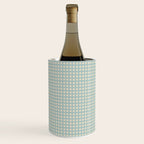 Blue geometric gingham grid art pattern Wine Chiller Gallery Image 2