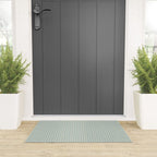 Blue geometric gingham grid art pattern Welcome Mat Gallery Image 3
