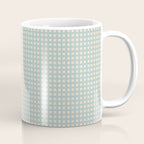 Blue geometric gingham grid art pattern Coffee Mug Gallery Image 1