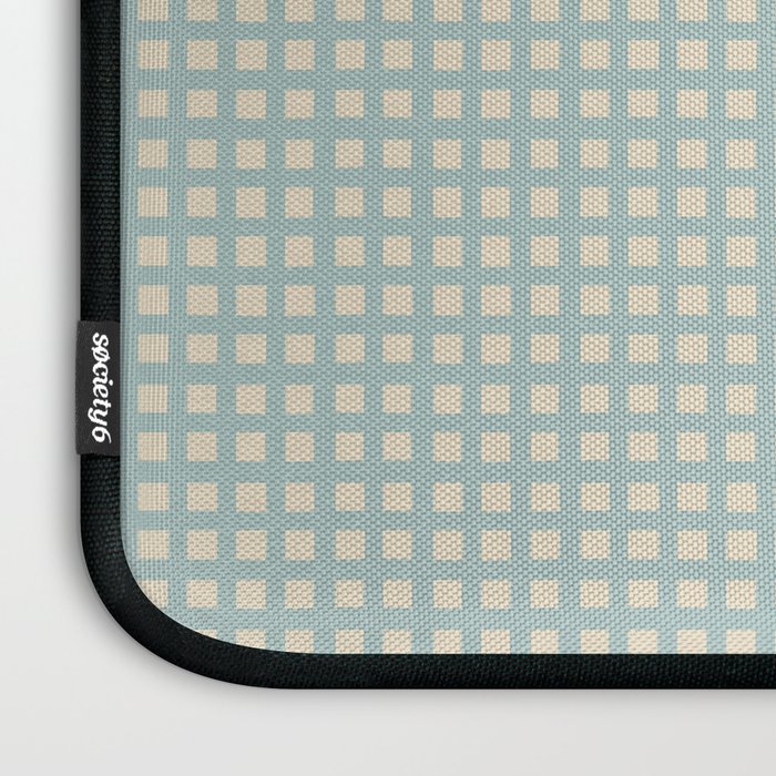 Blue geometric gingham grid art pattern Laptop Sleeve Gallery Image 3