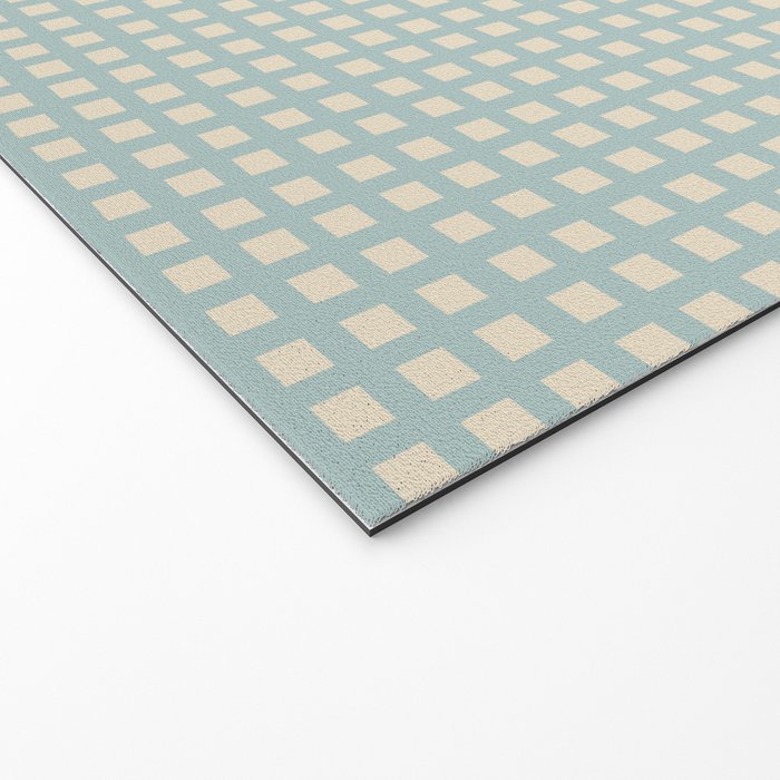 Blue geometric gingham grid art pattern Welcome Mat Gallery Image 2
