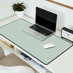 Blue geometric gingham grid art pattern Desk Mat Gallery Image 2