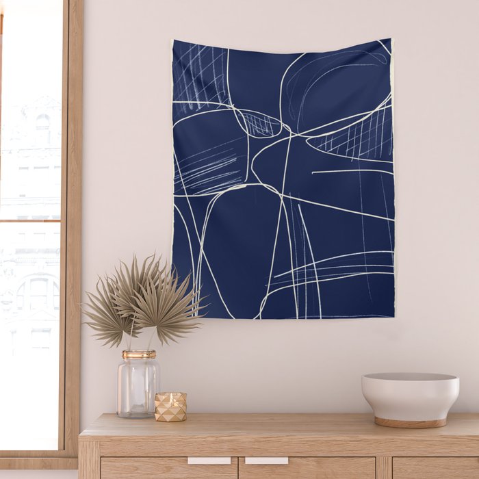 Minimal Abstract Line Art 14 Wall Tapestry Gallery Image 2
