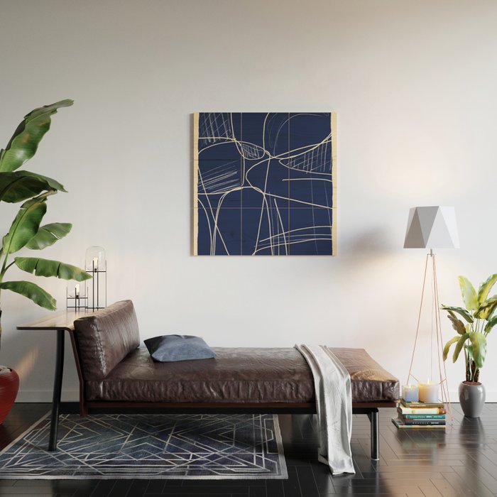Minimal Abstract Line Art 14 Wood Wall Art Gallery Image 2