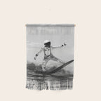 Space Surfer - Black And White - Futuristic Surf Photo Art Print - Astronaut Riding a Wave Wall Hanging Gallery Image 1
