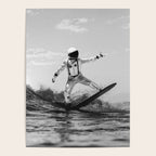 Space Surfer - Black And White - Futuristic Surf Photo Art Print - Astronaut Riding a Wave Poster Gallery Image 4