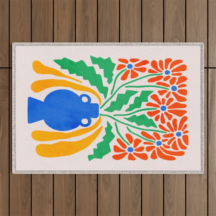 FOLIAGE 001: Hibiscus | Flower Market Outdoor Rug Gallery Image 1