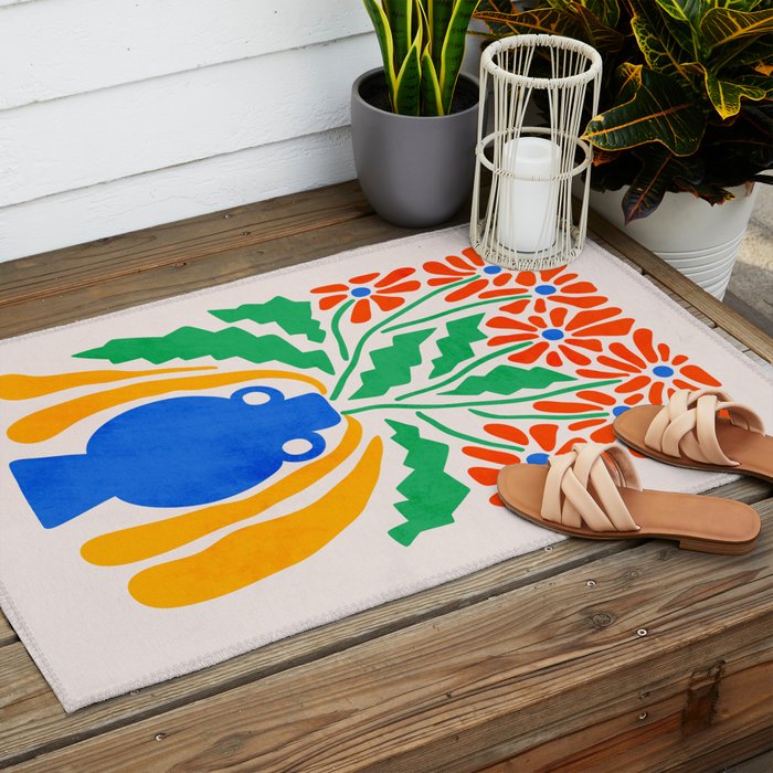 FOLIAGE 001: Hibiscus | Flower Market Outdoor Rug Gallery Image 2