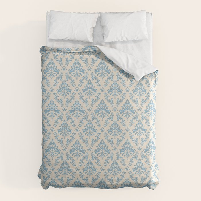 Elegant Air Blue Damask Pattern Duvet Cover Gallery Image 6