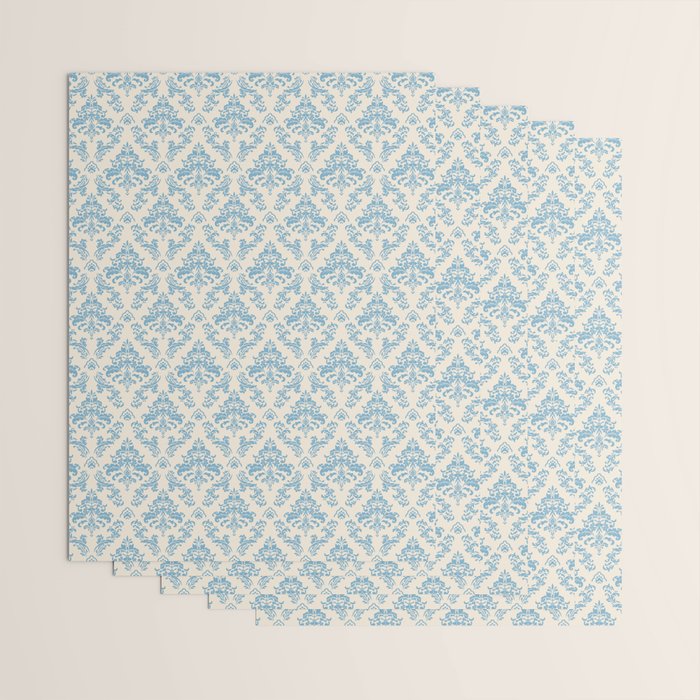 Elegant Air Blue Damask Pattern Wrapping Paper Gallery Image 3