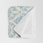 Elegant Air Blue Damask Pattern Throw Blanket Gallery Image 3