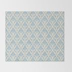 Elegant Air Blue Damask Pattern Throw Blanket Gallery Image 2