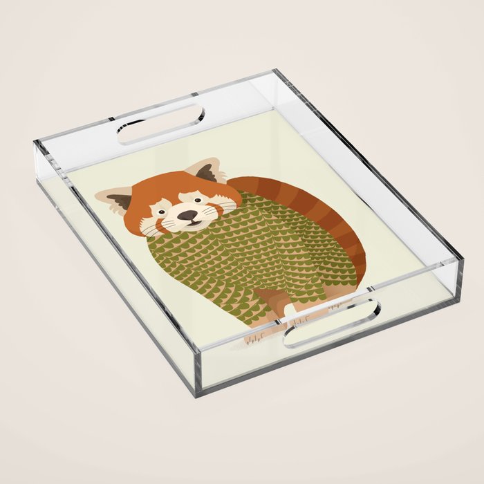 Whimsical Red Panda Acrylic Tray Gallery Image 1