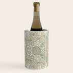 Mandala Flower, Teal and Gold, Floral Prints Wine Chiller Gallery Image 1